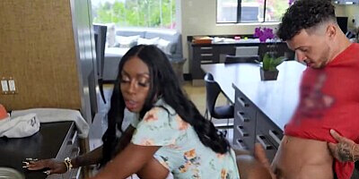 BRAZZERS - Elsie Has Her New Fuckboy Apollo Over And Shares His Cock With Her Stepmom Ebony Mystique