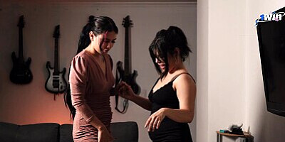 Romantic sexy lesbian girls dancing bachata and scissoring