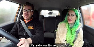 Fake Driving School Wild fuck ride for tattooed busty big ass beauty
