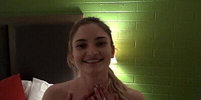 College Blonde Sabrina Deepthroat Practice and First Throatpie