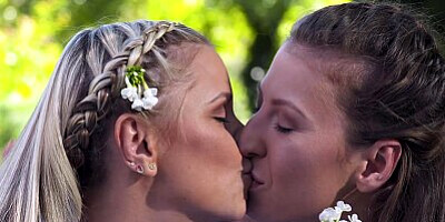 Sexy lesbians get naked and eat each others juicy pussies