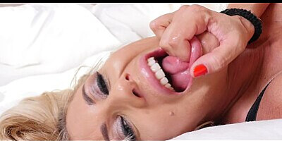 Spitting In Blonde Sluts Mouth until she cums! Big Tit MILF Puma Swede Submission!