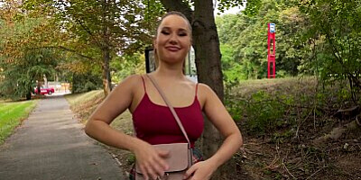 Public Agent - hot NEW blonde with amazing natural tits removes condom to fuck raw