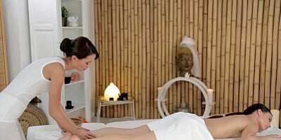 Massage Rooms Beautiful brunette has G-Spot action she will never forget