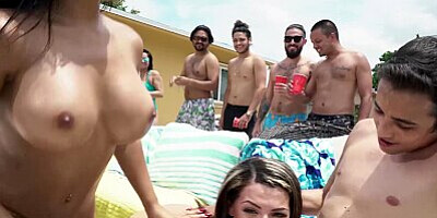 BANGBROS - Fuck Team Five Poolside Orgy With Rose Monroe and Friends