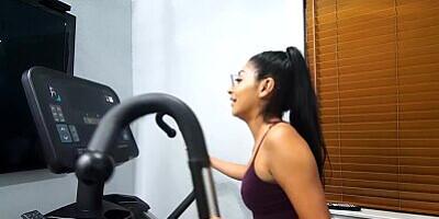 Tiny Latina Teen With Braces Binky Baez Takes On Her Trainers Monster Cock