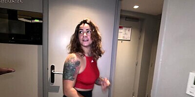 Big ass French girl cheats on her boyfriend, caught masturbating and fucked by her roommate