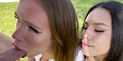 Busty Babes Sky Bri and Autumn Falls Share a BIG Cock! - Real Sky Bri