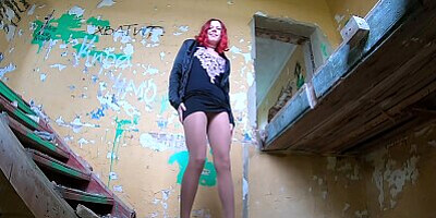 Deep anal with riping pantyhose in the abandoned house.Cum on butt