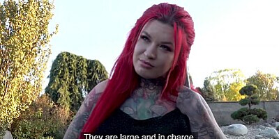 Public Agent - Big Titty Goth Girl gets outdoor creampie in doggystyle