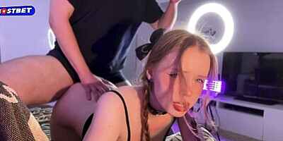 Cute little stepsister with bows made my dick CUM TWICE