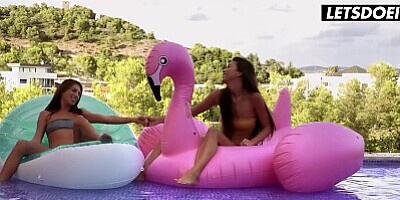 Skinny BFFs Anya Krey & Megane Lopez Hot Lesbian Sex by the Pool - A GIRL KNOWS