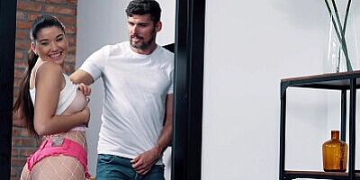 Old and young threesome ends with double creampie