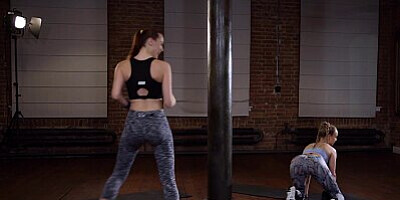 Fitness Rooms Bubble butt Alecia Fox and Czech Redhead twerk and 69