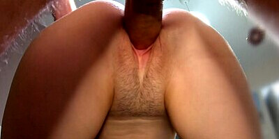 Cumming in my girlfriend's ass after pounding her like a whore, she swallows the cum with her ass