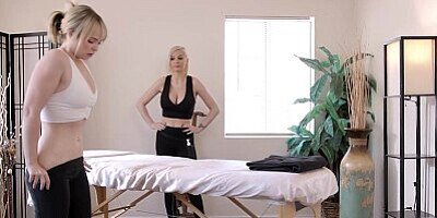 KINKY SPA - Kenzie Taylor Offers A Massage To Lilly Bella, Then Uses A Vibrator On Her Hairy Pussy