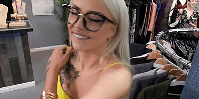 REALITY KINGS - Sexy Blonde Salesgirl Nichole Saphir Lifts Her Dress To Make Scott's Dick Hard