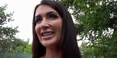 Public Agent - saucy British Brunette Mom fucks a big cock outside