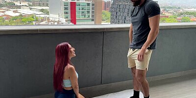 Fat ass redhead gets a new personal trainer