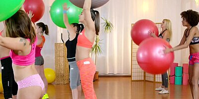 MILF gym teacher lesbian threesome HOT! - Fitness Rooms