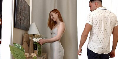 Crystal White - Threesome surprise for a redhead from BF