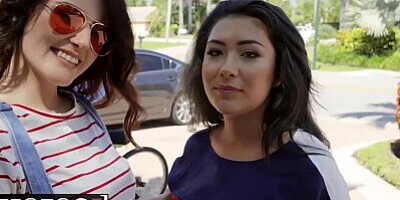 MOFOS - Phat ass brunette and her asian bff, share dick POV