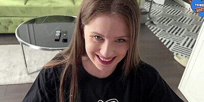 Stepsister lost at cards and sucked cock - Bella Crystal