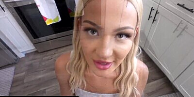 DadCrush - Sexy Blonde Stepdaughter Mila Monet Gets On Her Knees And Swallows Stepdaddy's Cock
