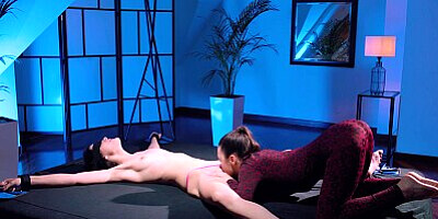 ULTRAFILMS Anie Darling and Hayli Sanders playing with each other with fetish accessories and toys