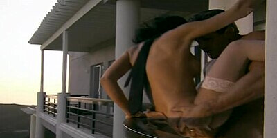 Romantic stud screws his wife hard on the balcony
