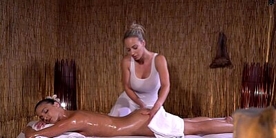 Massage Rooms Sexy brunette Amirah Adara and big tits blonde Nathaly Cherie