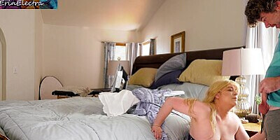 Free use stepmom takes stepson's cock while ironing her dress