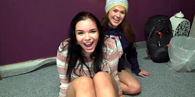 Fake Hostel - Thick and Juicy college babe with big natural tits gets STUCK at Xmas