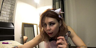 NECO GIRL WITH ANAL PLUG WANTS TO BE SPANKED. PART. 4