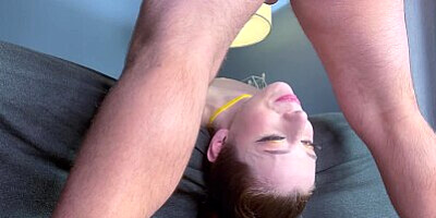 Kardashian Model Gets Head Pounding Deepthroat Facefuck Upside Down! ROUGH Balls Deep Cum in Throat