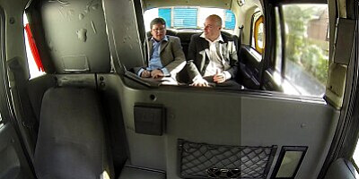 Female Fake Taxi Rebecca More threesome with two married men on their way home from work