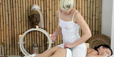 Massage Rooms Young slender teen has g-spot orgasm and trib with lesbian