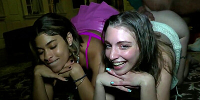 Big black cock goes to twon on two horny chicks in MFF