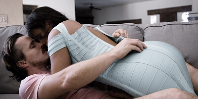 ...Curvy hot Penny Barber rides her husband's cock...