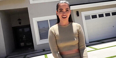 Lustful Latina Angelina Moon helps her gardener blow off some steam