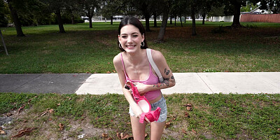 Sophie Tyler is getting picked up outdoors