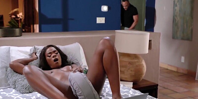 Ana Foxxx In Ebony Wife Watches Their Honeymoon Sex Tapes And Gets Turned On