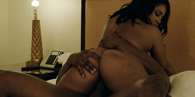 ...Ebony Maserati XXX with huge tits greedily jumps on a cock...