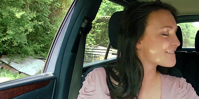 Beautiful hitchhiking eurobabe blows driver