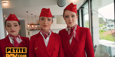 All Girl Air Steward Trio Turns Fourway with Angelika Grays, Cherry Candle an...