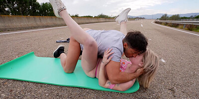 Georgia Koneva got her ass and mouth fucked on the road