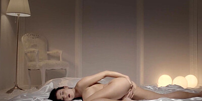 ...Juicy Lucy Li with big natural tits caresses herself solo...