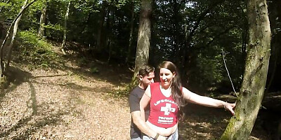 Bitchy busty babe Smokey Kate anally fucked outdoors in the woods
