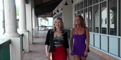 MILFHunter: European Vicky Vixen and Tayler blowjobs in public