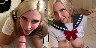 Sunny Ray Sucks Her Guy Off Until He Cums